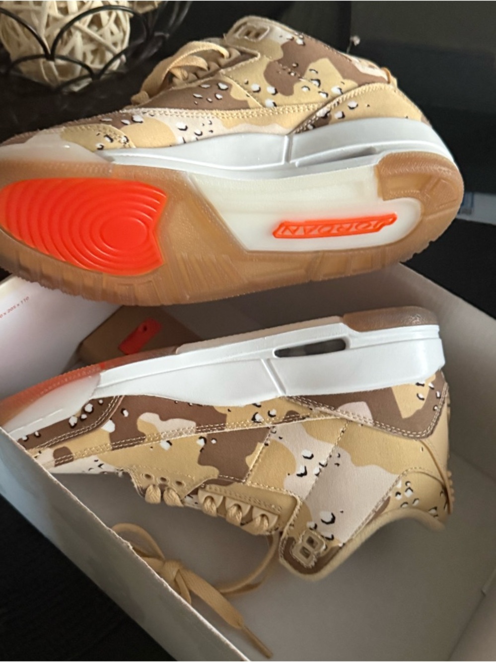 Jordan Kids Desert Camo Sneakers in Tan, Brown and Orange